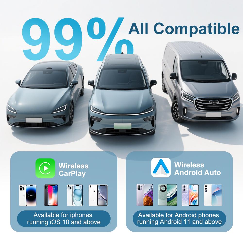 2026 Android 14 Wireless CarPlay Ai Box Kowankit 4+64G Android Auto 5 in 1 Smart HDMI Plug & Play Car Tv Box For YouTube Netflix