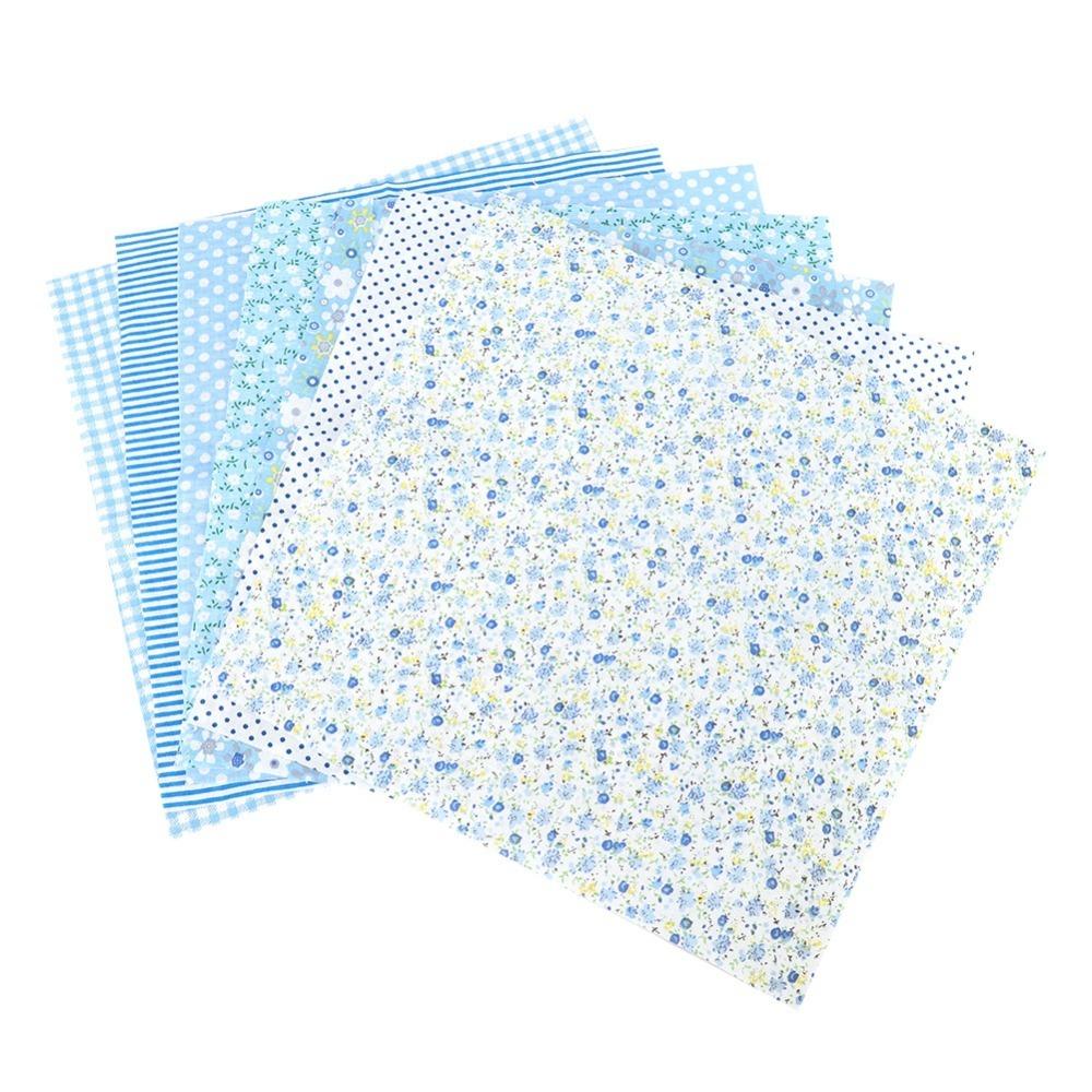 7Pcs Blue floral pattern Fabric Bundle Quilting Fabric Hand quilt production