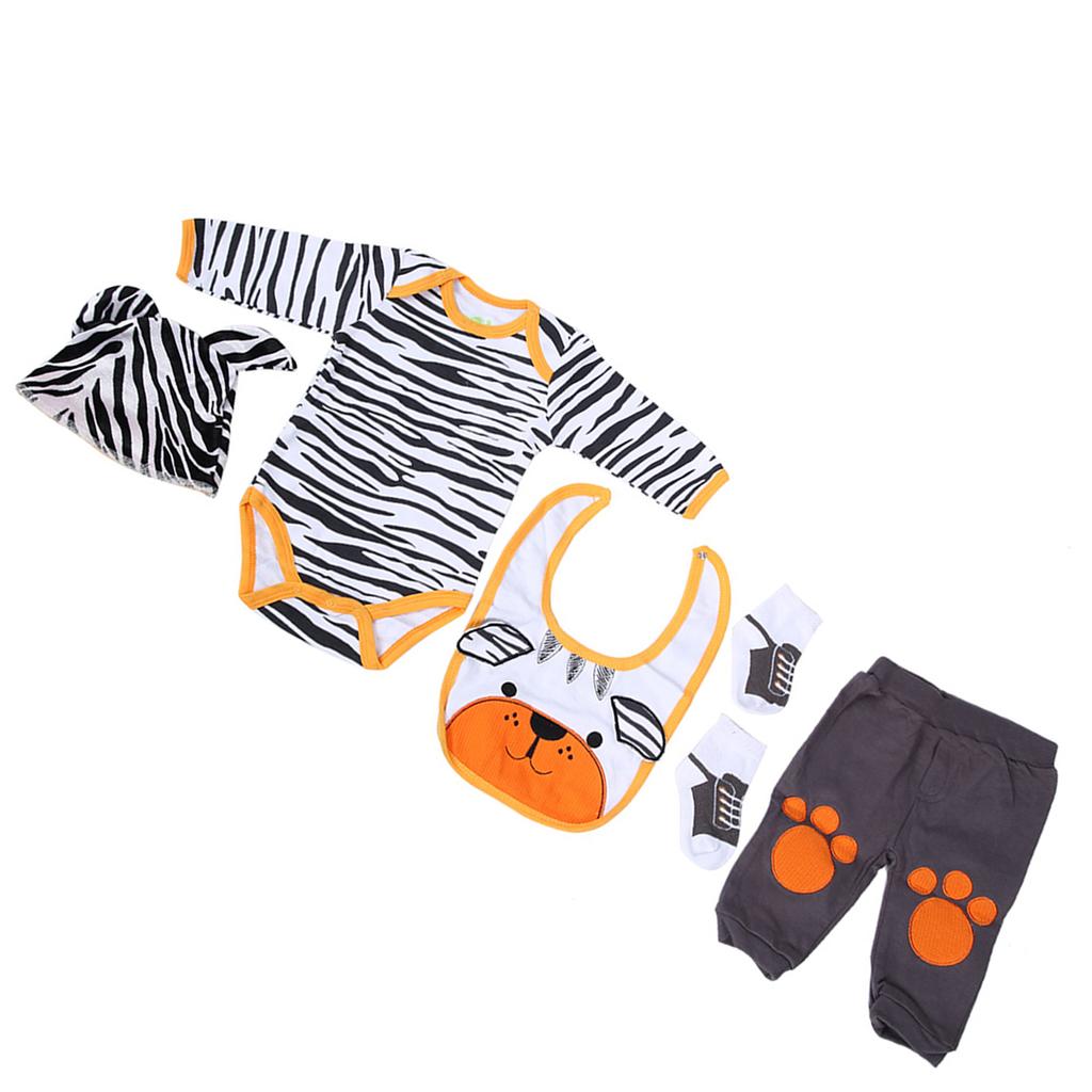 Simulation Infant Doll Clothes Set Cute Striped Cartoon Bear Clothes for 20?22 Inch Doll