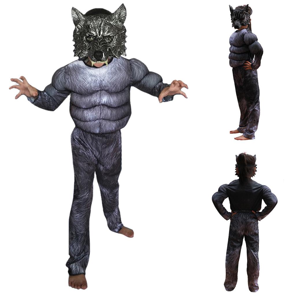 Halloween Child Muscle Wolf Muscle Top +Pant +Wolf Mask