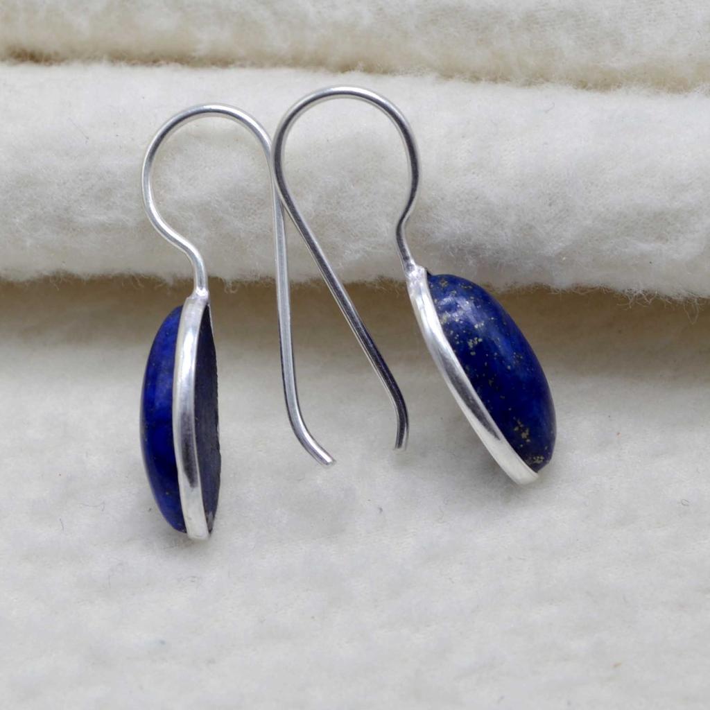Серьги из стерлингового серебра 925 пробы с лазуритом, драгоценный камень маркиза ручной работы, подарок для нее