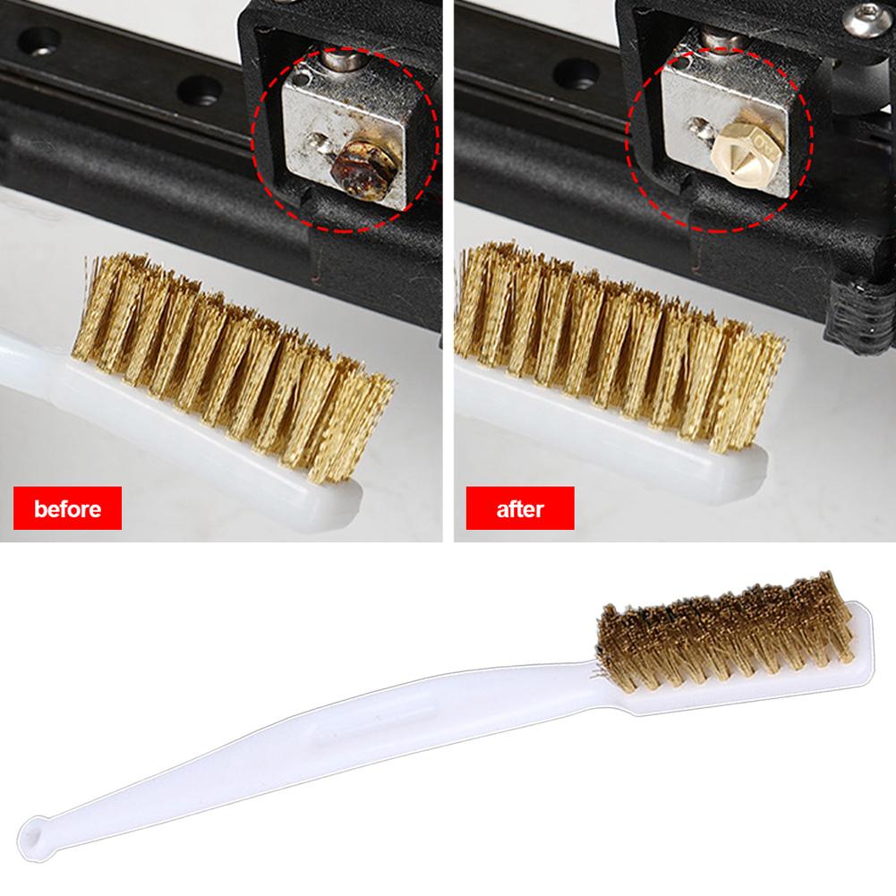 Copper 3D Printer Cleaner Tool Copper Wire Toothbrush Brush Handle For Ender 3 Nozzle Heater Block Hotend Cleaning Hot Bed Parts