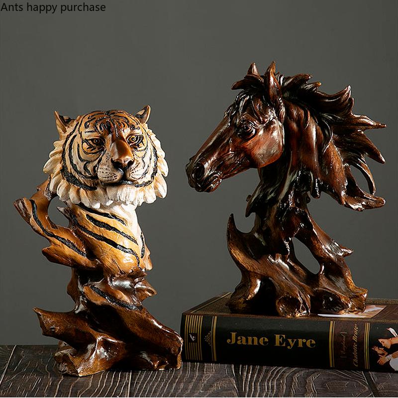 Имитация дерева Голова животного Смоляное украшение Дисплей Украшение Выставочная статуя Скульптура Статуэтка Фигурки Безделушки Поделки