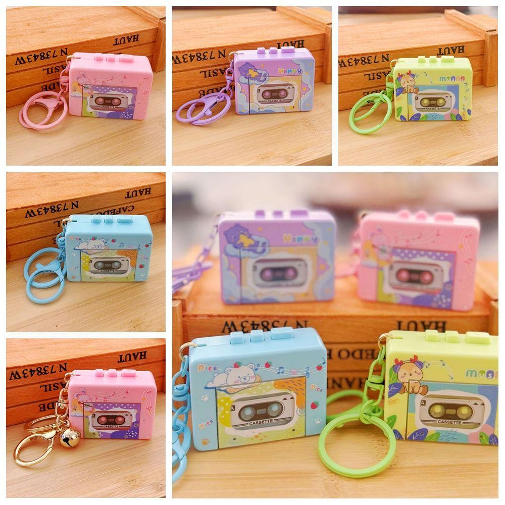 With music Retro Tape Recorder Keychain Cassette Recorder Recording Music Box Pendant   Backpack