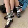 Ladies Autumn and Winter Thickened Warm Simple Striped Thin Wool Boneless Drum Pile Socks