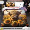 Cow Theme Duvet Cover Set - 2/3pcs, Soft Comfortable Breathable Sunflower Print Bedding, Farm Animal Print Comforter Cover Set, 100% Polyest