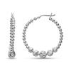 Real 925 Sterling Silver Jewelry Diamond-Cut Ball Beaded Hoop Earring for Women