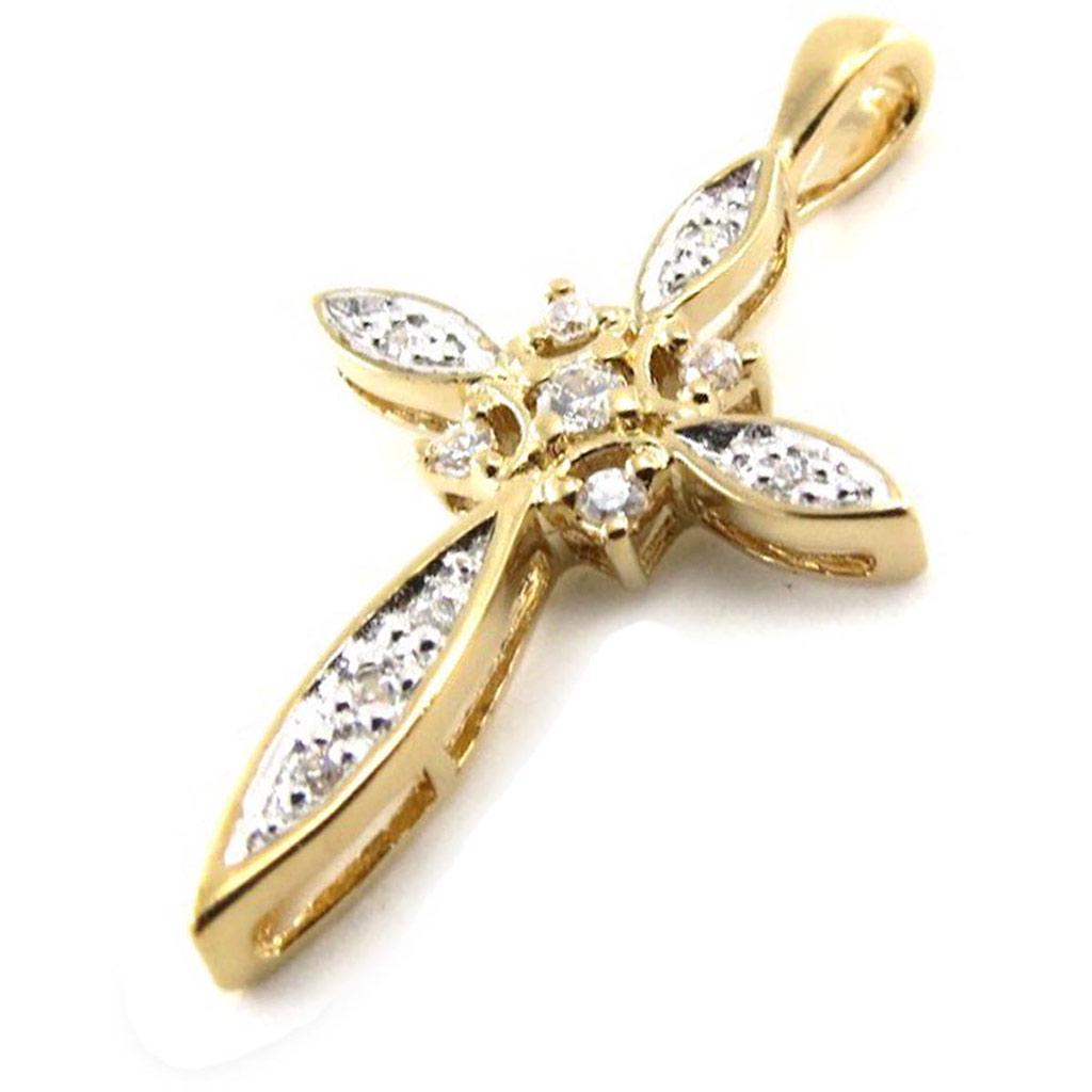 Les Trésors De Lily [E0241] - Gold Plated Pendant 'Faith' White Gold - 16x24 Mm