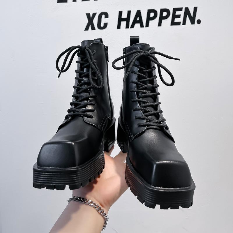 Ins британский стиль квадратная головка Martin сапоги мужские на платформе высокие ботинки-сигареты Chelsea модные мужские сапоги 8119-A