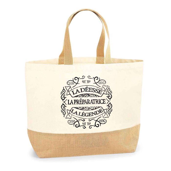 Tote bag / sac shopping - PLANETEE - Déesse Légende - Multicolore - Jute naturel - Fabriqué en France