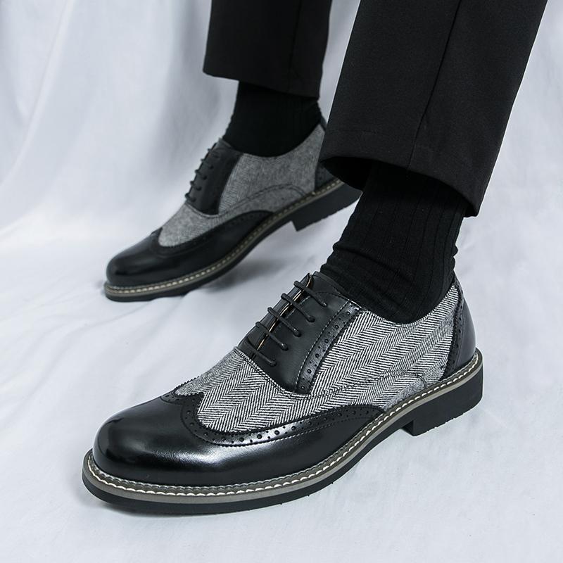 38-46 Повседневная мужская кожаная обувь Джентльмен Британский стиль Дизайн Повседневная офисная Нарядная вечеринка Большой размер Броги Ретро