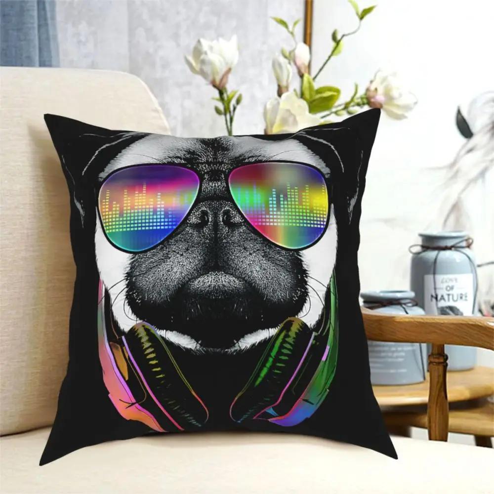 Music Love Pug Funny Dog Square Pillow Case Throw Pillow Creative Pillowcover Home Decor