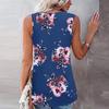 Fashion Womens Summer V-neck Sleeveless Prints Tops Ruffle Loose Tunic Blouse
