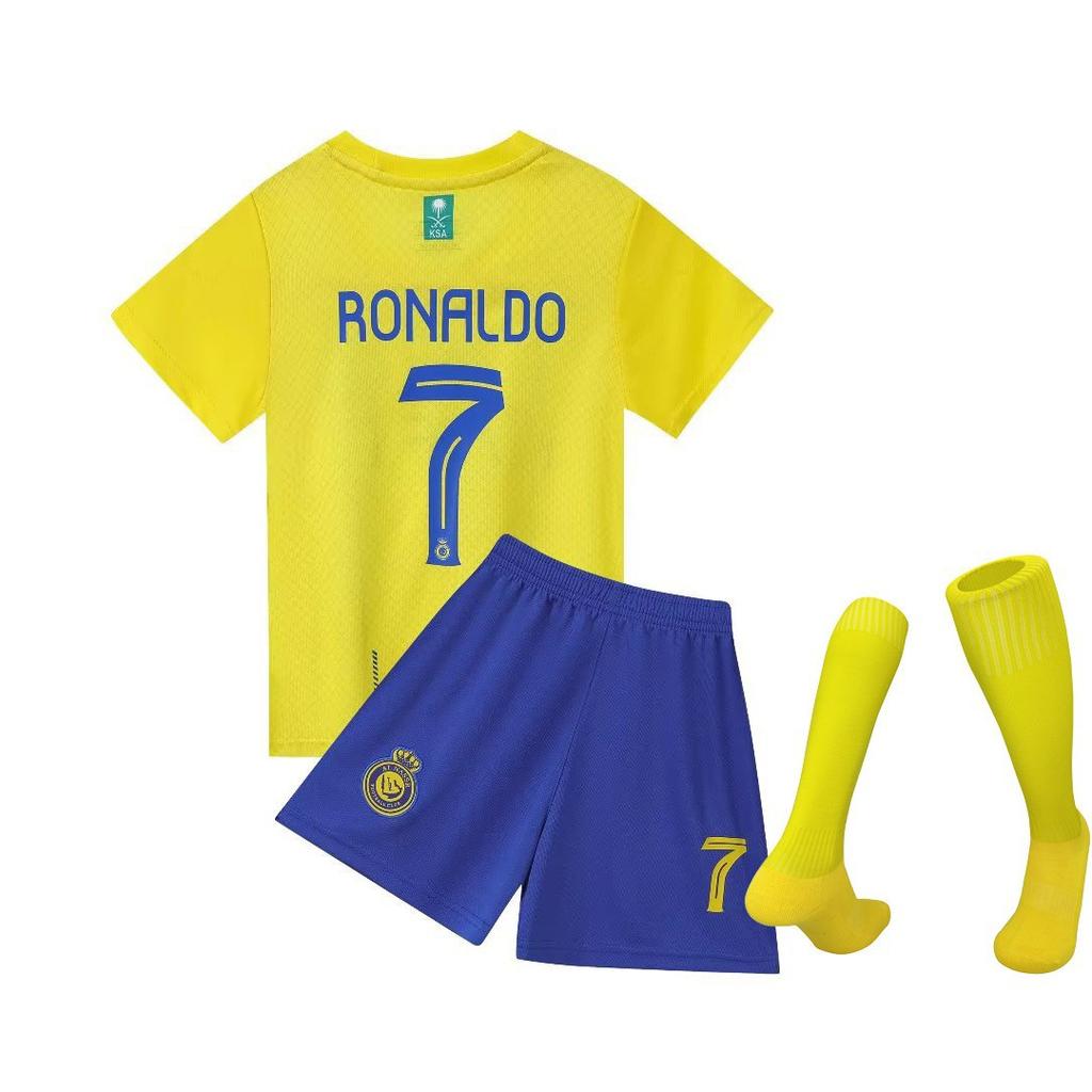 23-24 Riyadh Away Sapphire Blue No. 7 Club Football Jersey Set Children'S Jersey Size 14-30