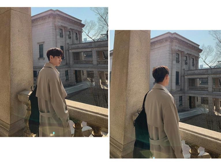 Мужской двубортный тренч средней длины в корейском стиле - Модный, свободный, ниже колена, универсальная повседневная куртка для весны и осени