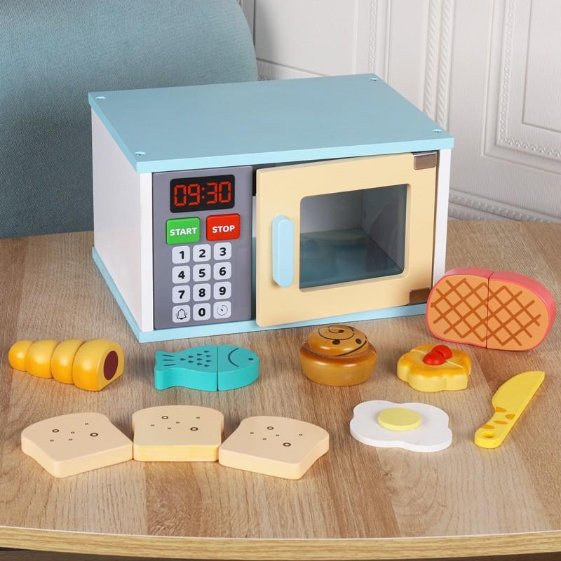 Children's Early Education Educational Simulation Play-house Microwave Oven Bread Baking Dessert Package Kitchen Wooden Toys