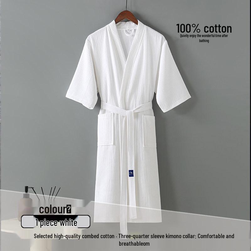 Unisex Quick-Dry Waffle Bathrobe for Home, Hotel, or Spa