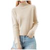 Women's Pullover Long Sleeve Knitted Casual Loose Plain Tops Stand-Up Collar Long Sleeve Winter Casual Sweatshirt Casual Turtleneck Sweater