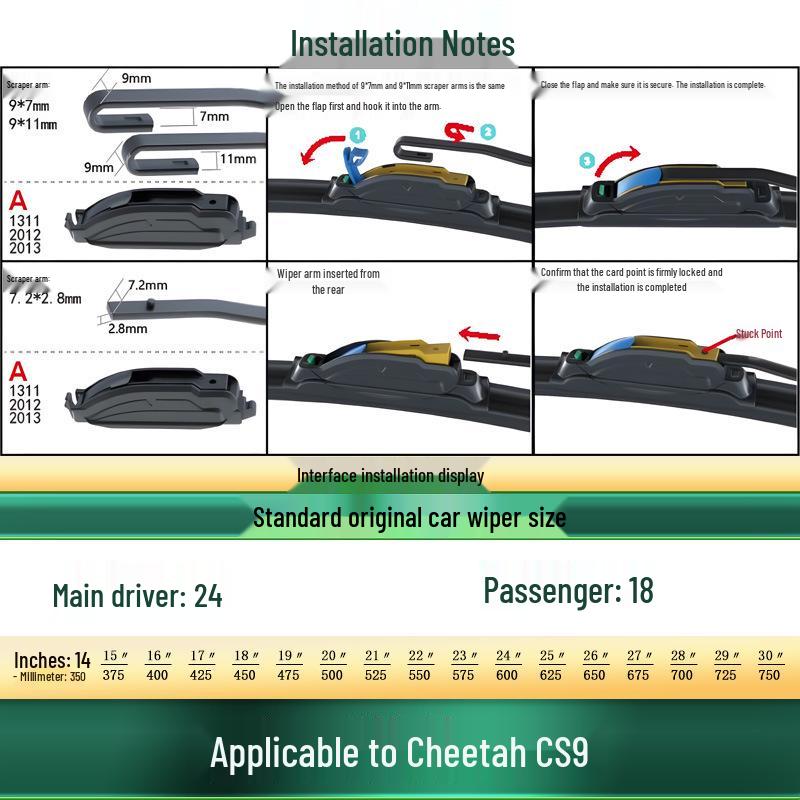 Cheetah CS9 Multi-functional Frameless Silent Car Wiper Strip