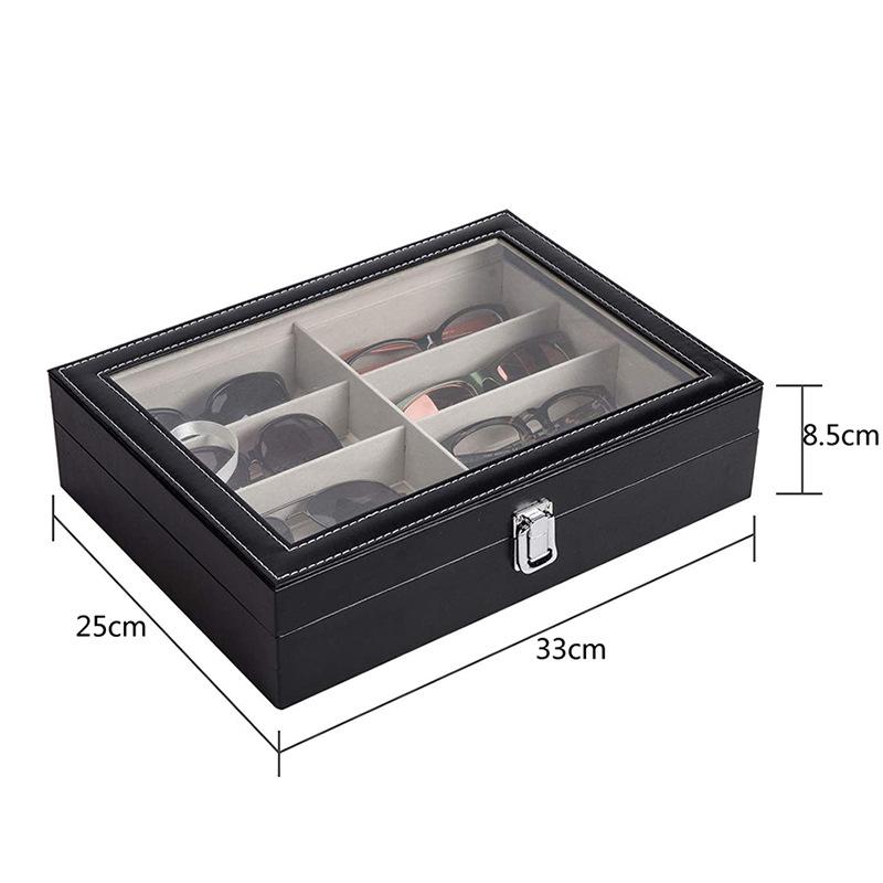 PU Leather 8-Bit Glasses Case Storage Display Box