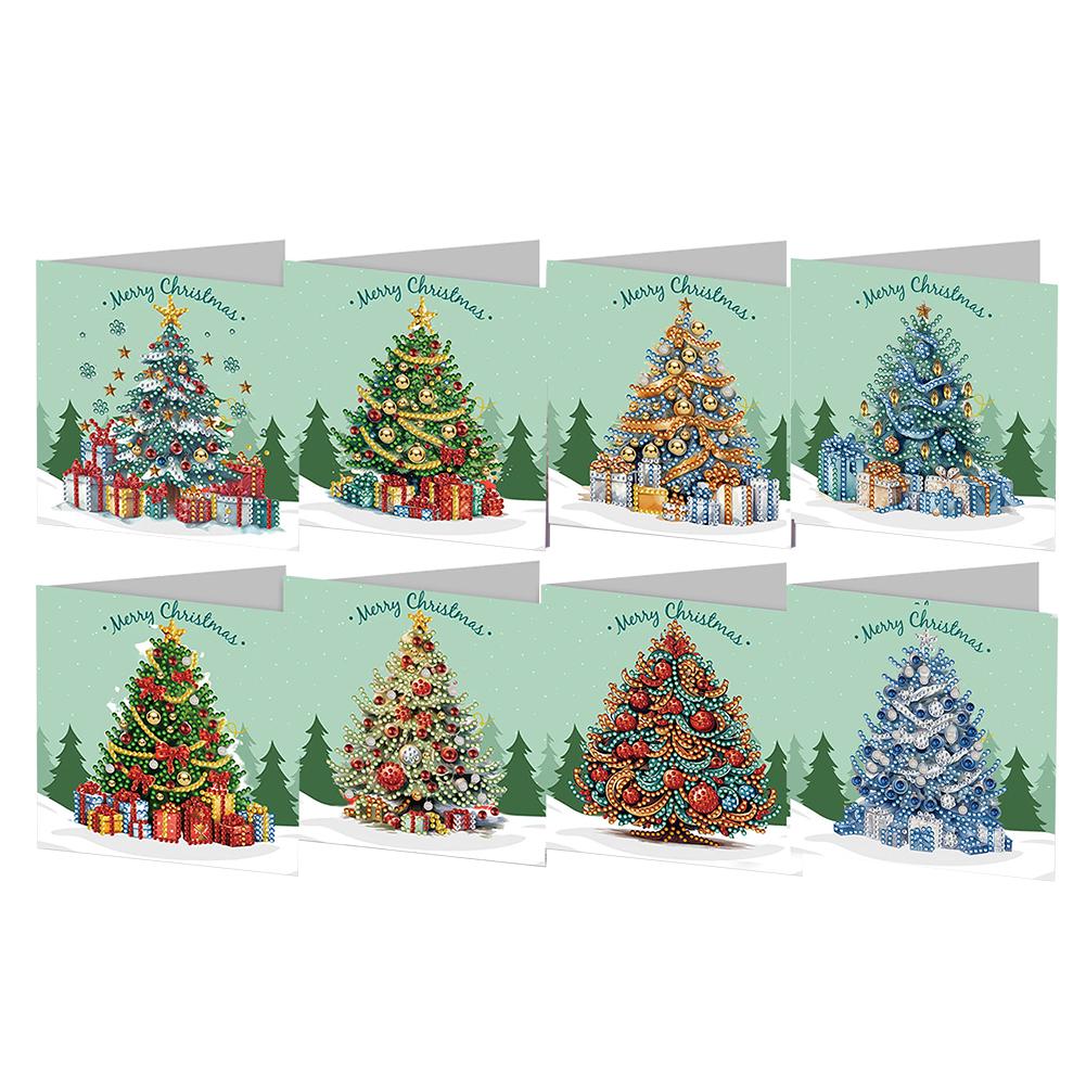 4/6/8/12pcs DIY Diamond Painting Greeting Card Set Diamond Art Handmade Cards for Xmas Birthdays Thanksgiving & Special Occasion