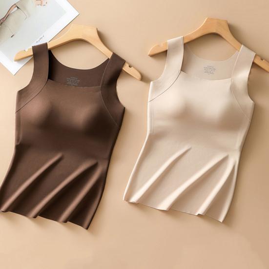Thermal Tank Top for Women Fleece Lined Sleeveless Underwear Top with Built In Bra High Stretch Camisole Undershirt Soft Warm Base Layer