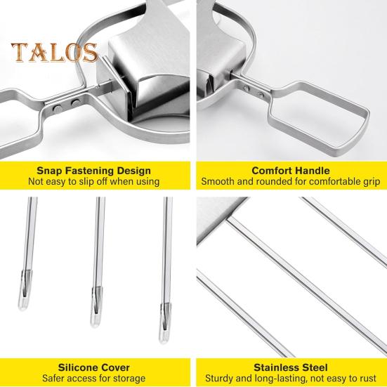 Вилка для барбекю, 3 зубца, шампуры с масляной щеткой, аксессуар для барбекю из нержавеющей стали для гриля, портативный уличный гриль, инструмент для куриных крылышек, колбасок