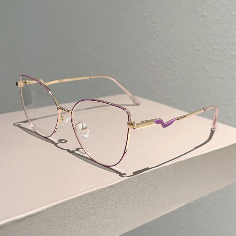 Трендовая ретро металлическая оправа «кошачий глаз» модные очки в корейском стиле для женщин, блокирующие синий свет, дизайнерский бренд, шикарные очки