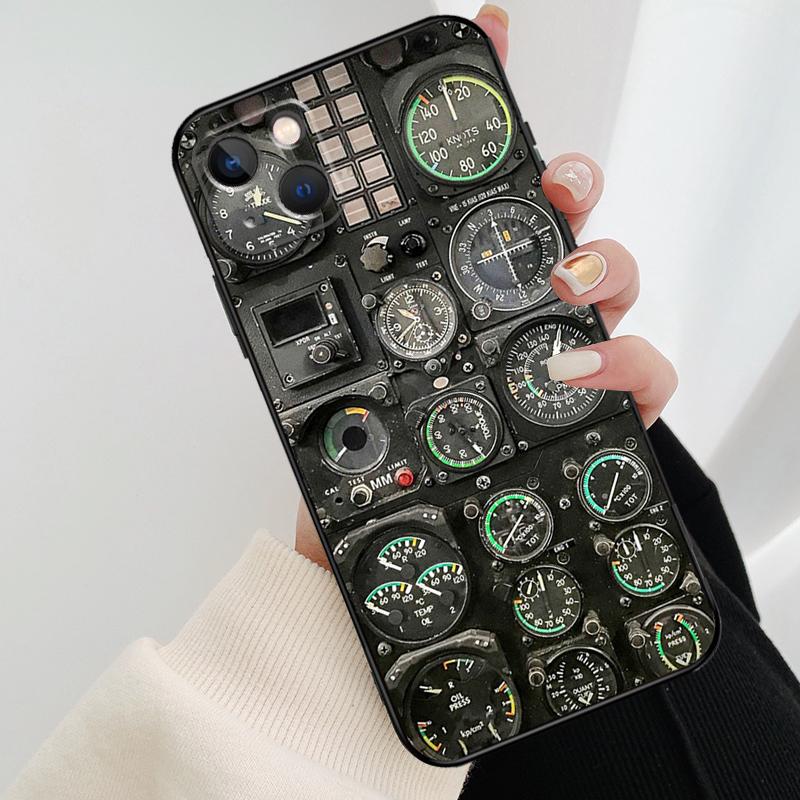 Aviation Aeroplane Pilot Cockpit Phone Case For iPhone 11 12 13 14 15 16 Pro XS Max Mini Cover For iPhone X XR Plus Back Case