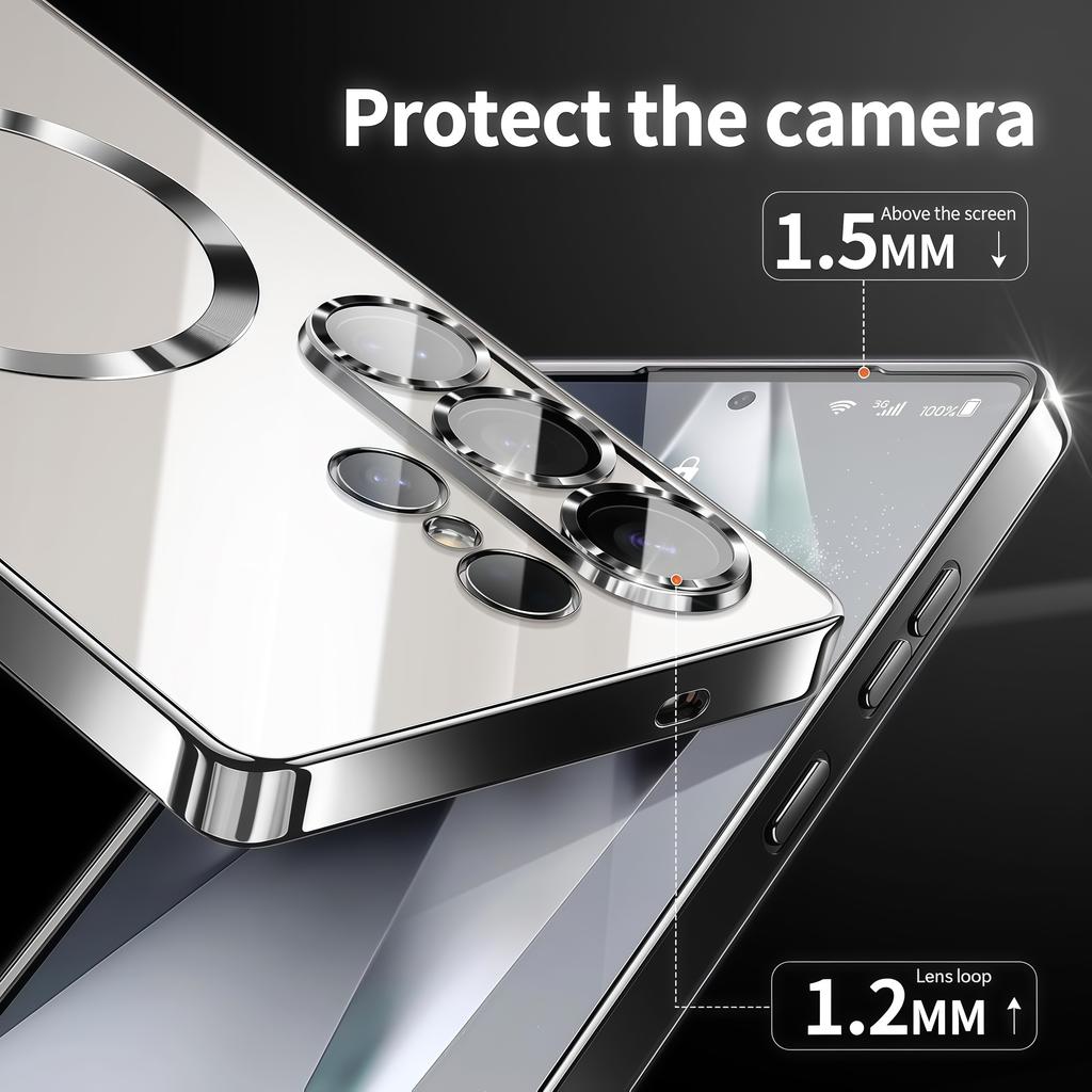 Защита камеры Прозрачный Роскошный Гальванический Чехол Мягкий ТПУ Защита от падений С Магнитным Чехлом для телефона Для Samsung Galaxy S25Ultra/S25FE
