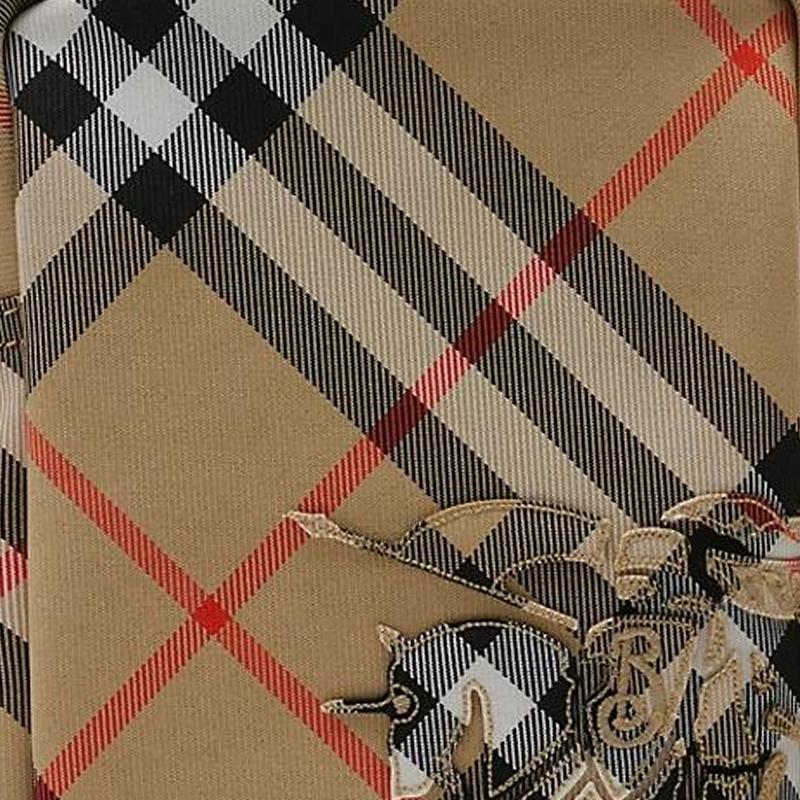Burberry Винтажная клетчатая холщовая сумка через плечо с вышивкой в виде рыцаря-всадника для повседневного использования