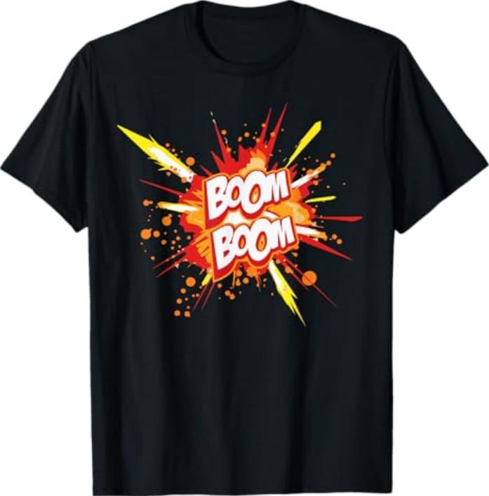 Boom Boom Comic Explosion – Funny Cartoon Graphic T-Shirt