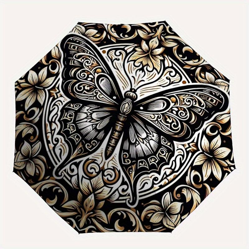 1pc Butterfly Ornament Automatic Open, Sturdy Iron Frame, Compact Folding Design, All-Season Portable Umbrella for Women & Men yy250801114