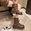 2025 ретро короткие ботинки осень и зима британский стиль взрывная внутренняя высота увеличение универсальные нишевые брючные ботинки ботинки Мартин