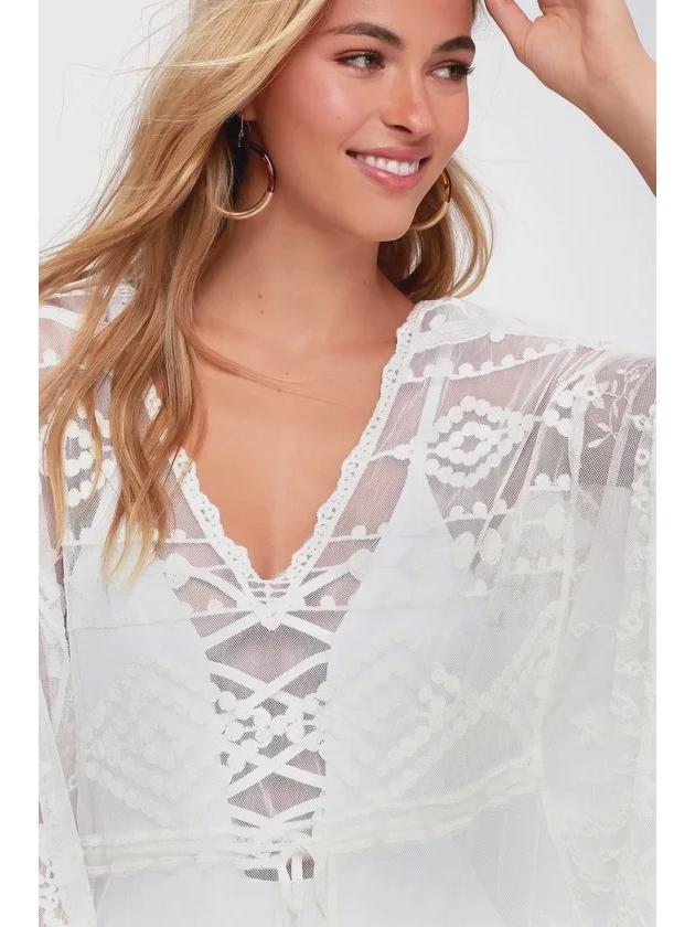 European & American Lace Bikini Cover-Up: Hollow Design, Sun Protection, Beach Vacation Wear