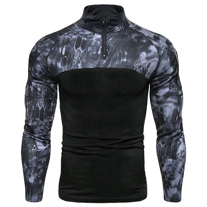 Men's Camouflage Long-Sleeve Military-Style T-Shirt