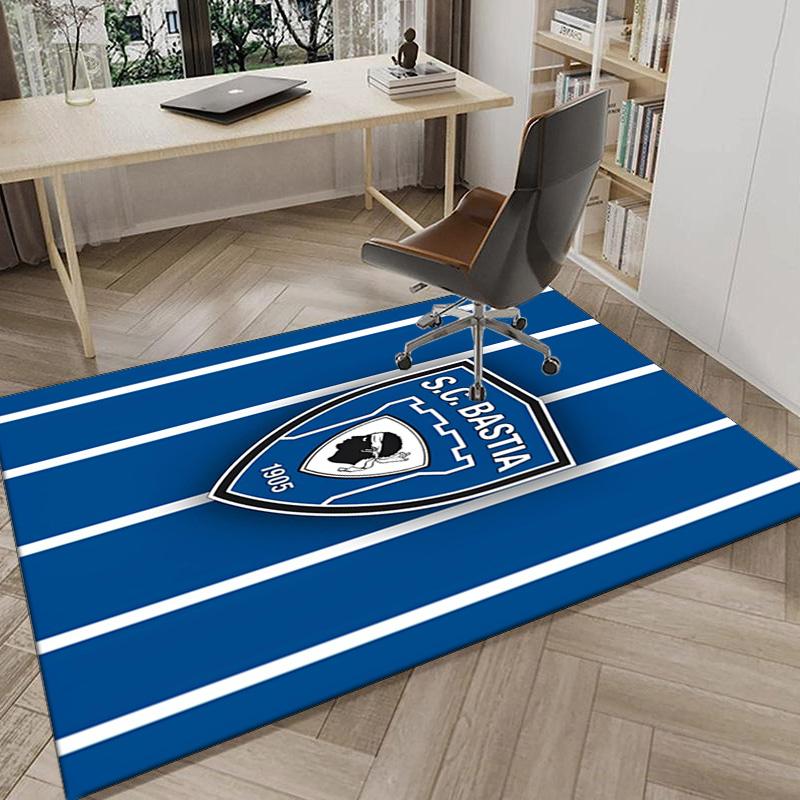 Sc Bastia Football Crest Area Rug Office rug, Chair Rug, Decor Carpet Livingroom bedroom Mat, Large Size Fan gifts Christmas gifts