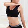 Solid Color Women Lace Trim Seamless Padded Wire Free Bra Crop Top Underwear
