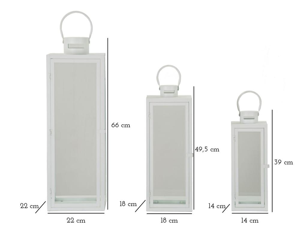 Фонарь Белый Набор 3 шт См 22X22X66-18X18X49,5-14X14X39