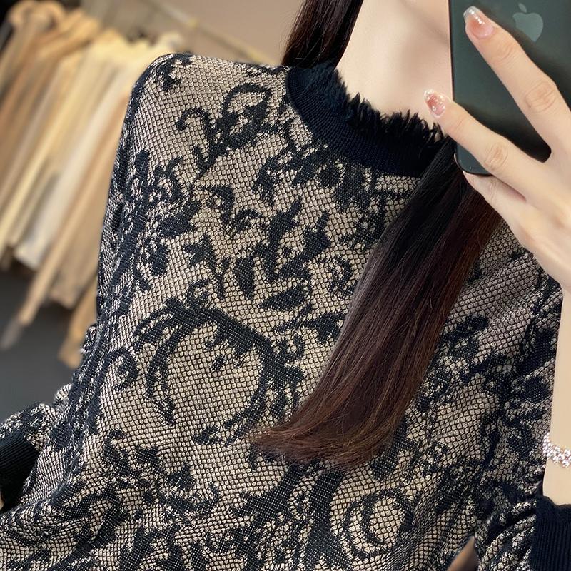 Women's Cashmere Sweater Qinghe Cashmere 50% Wool 50% Mulberry Silk Women's Autumn and Winter Cashmere Pullover Soft and Warm