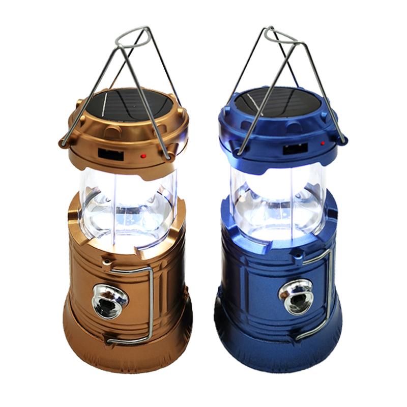 Solar And Usb Charging Led Solar Camping Light With Power Bank For Outdoor Collapsible Foldable Camping