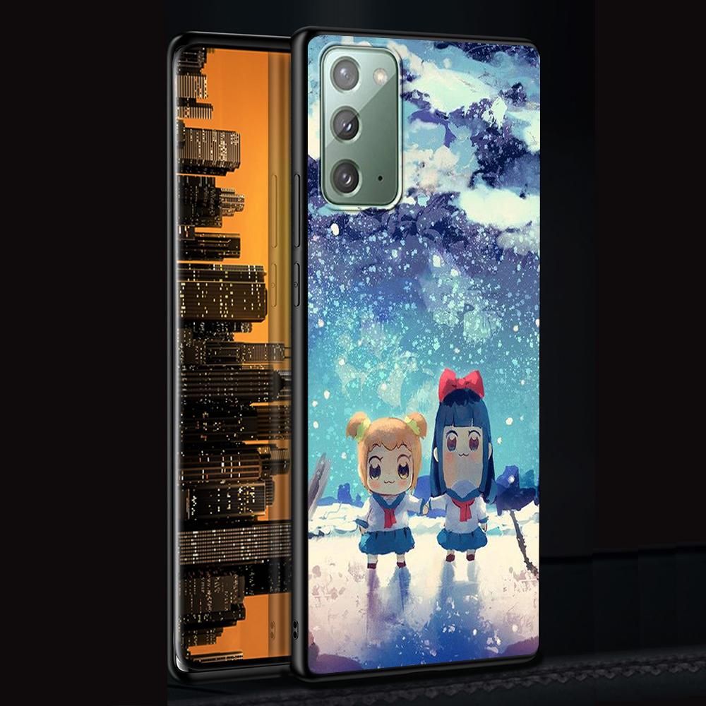 Аниме чехол Pop Team Pipi для Samsung Galaxy Note 20 Ultra 10 Lite 9 8 A53 A52 A12 S22 S21 FE S20 Plus Силиконовый черный чехол для телефона
