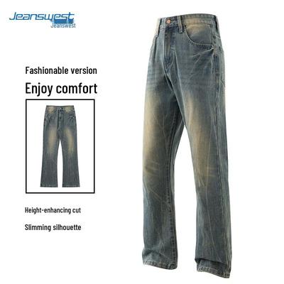 JEANSWEST Мужские джинсы из хлопка в американском ретро-стиле, прямые, широкие от бедра