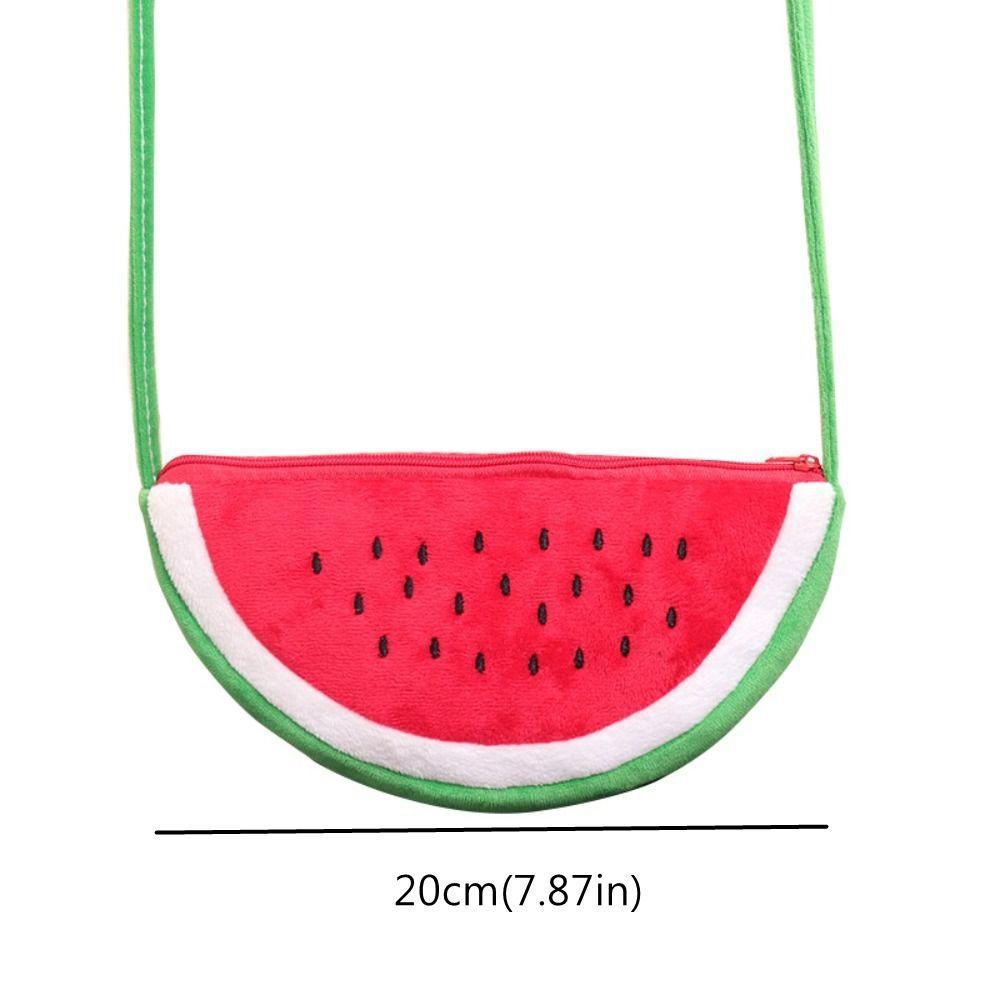 Fruit Watermelon Crossbody bag Adjustable Cartoon Tote Bag Plush Watermelon Bag  Birthday Gifts