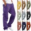 Autumn and Winter Men's Straight-Fit Drawstring with Multiple Pockets Stretch Cargo Pant