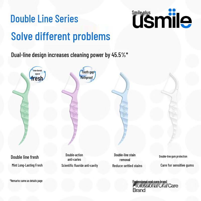 usmile Seahorse Fluoride Double-Line Dental Floss Picks