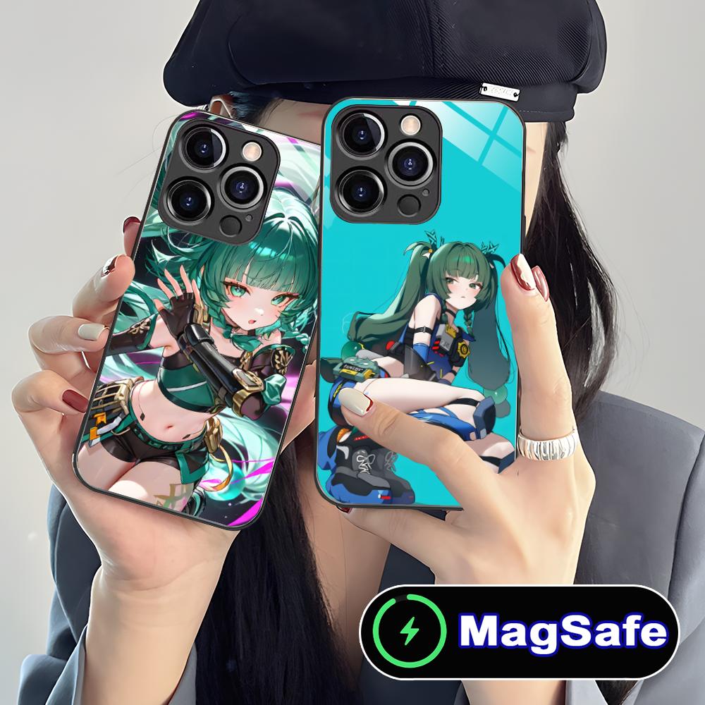 Чехол для телефона Zenless Zone Zero QingYi для iPhone 17 16 15 14 13 12 11 Air Pro Max Plus Mini MagSafe Стеклянная Цветная Крышка Чехол