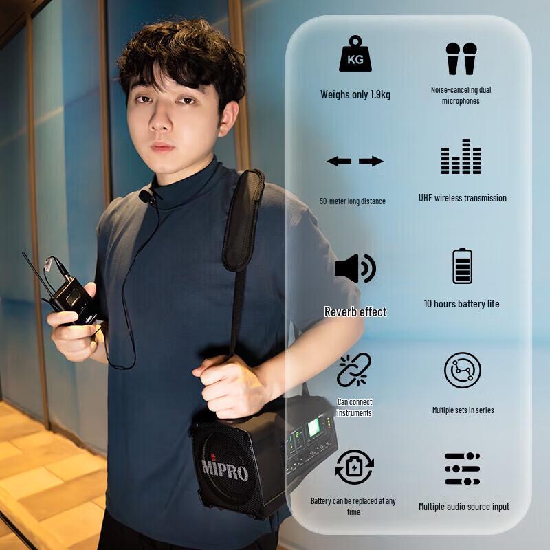 MIPRO MA-100DBII Portable PA System with Dual Headset Mics