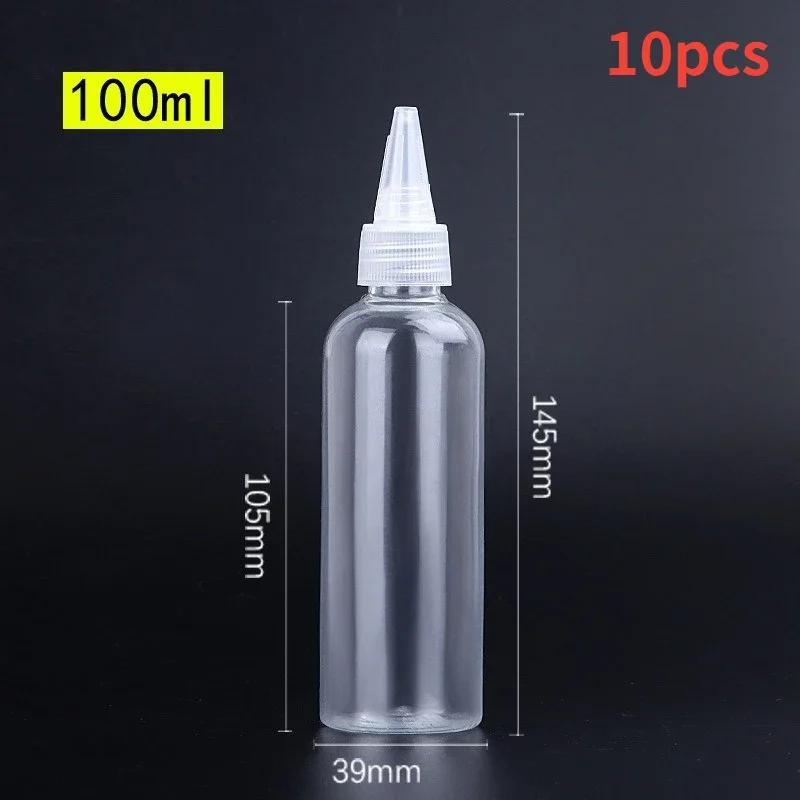 10 шт пустые флаконы-капельницы прозрачные бутылки с острым горлышком пластиковые портативные многоразовые насадки-капельницы с крышкой чернила клей бутылка