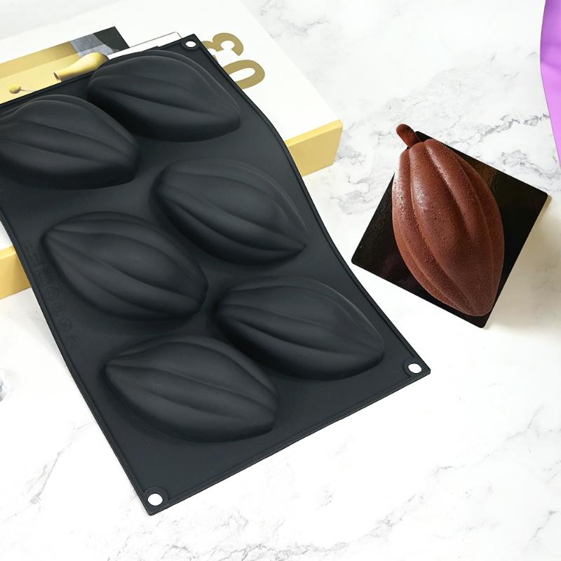 6-Cavity Silicone Mold Non-Stick Cocoa Fruit Baking Tool for Mousse Cake Olive Chocolate Desserts Food-Grade Pastry Mold